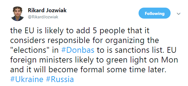ЄС може запровадити санкції проти п'ятьох осіб, відповідальних за вибори в ОРДЛО